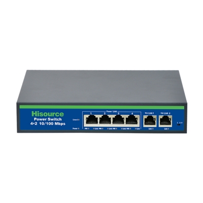 4POE+2FE 6 PORT POE Switch (Built-in 24V 3A Power Adapter)